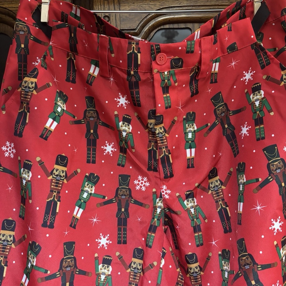 Dec 25th Men's Red Nutcracker Pants Size Large Stretch Waist Christmas Party Fun